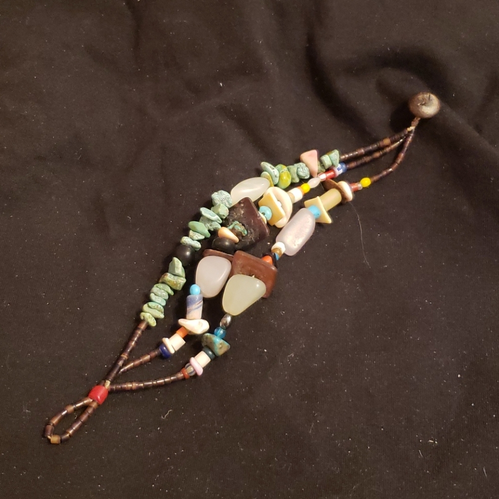 Native SD heishi/bone turquoise 3 strand bracelet